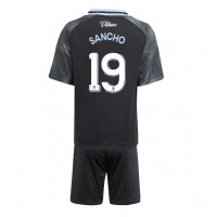Stroje piłkarskie Aston Villa Jadon Sancho #19 Koszulka Wyjazdowej dla dzieci 2025-26 Krótki Rękaw (+ szorty)